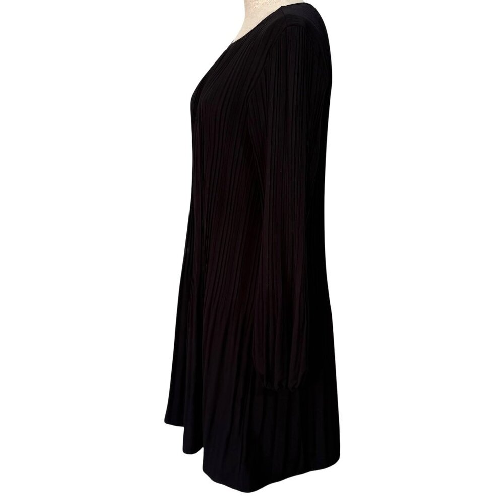 Hilary Radley Black Pleated Long Sleeve Shift Dress Knife Size XXL Pullover - Picture 7 of 9